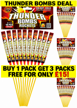 THUNDER BOMBS ROCKETS SMALL (Pack of 10) WITH LAUNCHER TUBE - BUY 1 PACK GET 3 PACKS FREE