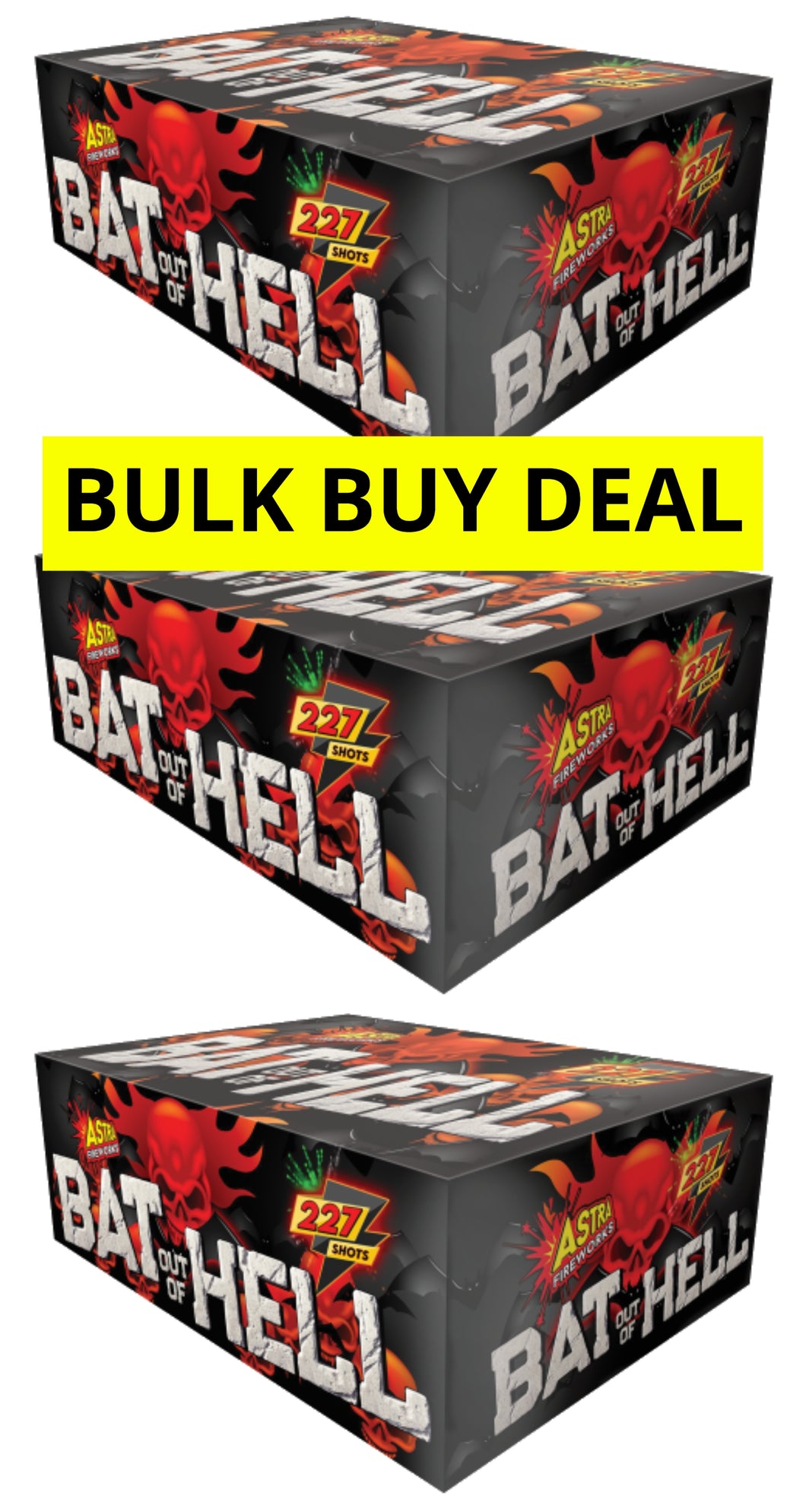 3 x BAT OUT OF HELL 227shots 1.3G COMPOUND CAKE BULK BUY (3 x £190 each including VAT) - IN STORE ONLY