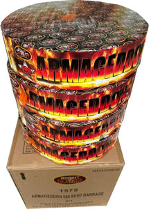 WHOLESALE - FULL CASE OF ARMAGEDDON 500shot ROUND CAKES BULK BUY (4 x £40.00 each including VAT) - IN STORE ONLY