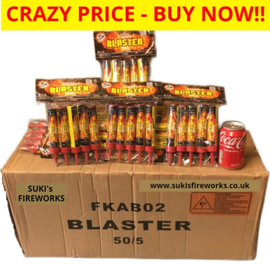 WHOLESALE - FULL CASE OF BLASTER SINGLE SHOT 1.3G (5pcs per pack) ROMAN CANDLES BULK BUY (50 PACKS x £2.00 each including VAT) - IN STORE ONLY