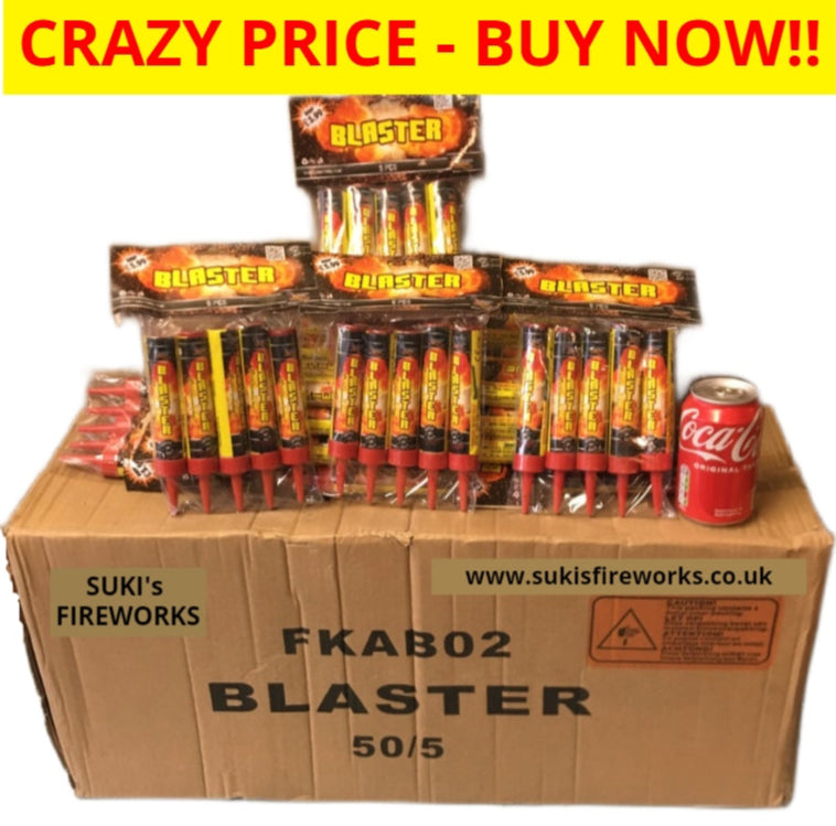 WHOLESALE - FULL CASE OF BLASTER SINGLE SHOT 1.3G (5pcs per pack) ROMAN CANDLES BULK BUY (50 PACKS x £2.00 each including VAT) - IN STORE ONLY