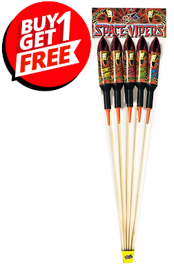 Space Vipers 1.3G Double Burst Rockets (Pack of 5) - BUY 1 GET 1 FREE