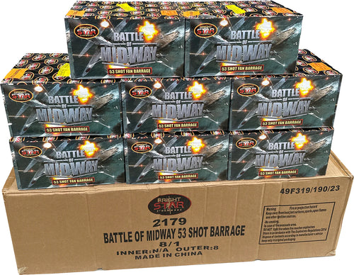 WHOLESALE - FULL CASE OF BATTLE OF MIDWAY 53shot CAKE BULK BUY (8 x £18.00 each including VAT) - IN STORE ONLY