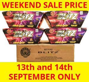 *SALE WEEKEND PRICE 13th/14th SEPTEMBER* WHOLESALE - FULL CASE OF BLITZ 100shot 1.3G CAKE BULK BUY (4 x £25.00 each including VAT) - IN STORE ONLY
