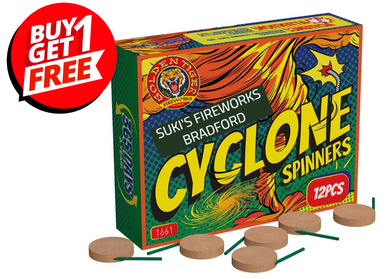 Cyclone Mini Spinners Novelty Ground Fireworks (Box of 12pcs) - BUY 1 GET 1 FREE