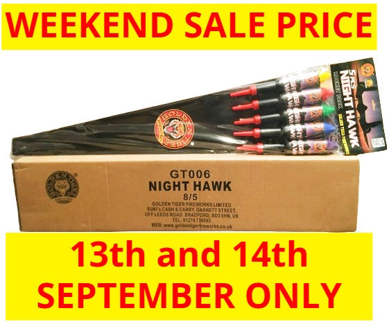 *SALE WEEKEND PRICE 13th/14th SEPTEMBER* WHOLESALE - FULL CASE OF NIGHT HAWKS 1.3G ROCKETS BULK BUY (8 PACKS x £10.00 each including VAT) - IN STORE ONLY
