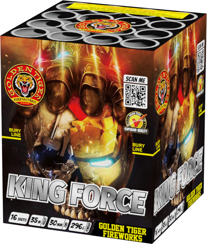 FULL CASE OF KING FORCE 16shot 30mm 1.3G CAKE BULK BUY (12 x £12.00 each including VAT) - IN STORE ONLY