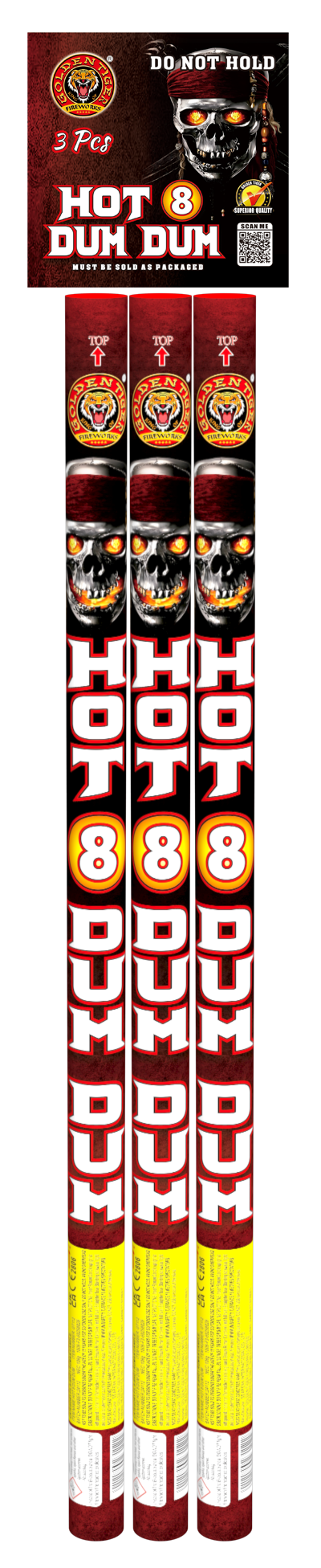HOT 8 DUM DUM 30mm 1.3G LONG Roman Candles (Price for 1 Pack of 3)