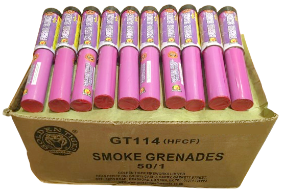 WHOLESALE - 50 x Purple Smoke Grenades Handheld EASY TO USE (90 seconds each) BULK BUY - 50 x £3.30 each including VAT