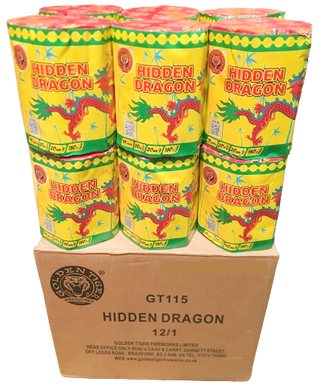 WHOLESALE - FULL CASE OF HIDDEN DRAGON 19shot 1.3G CAKE BULK BUY (12 x £6.00 each including VAT) - IN STORE ONLY