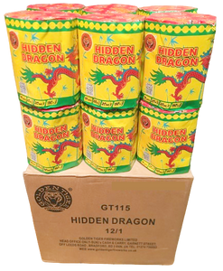 WHOLESALE - FULL CASE OF HIDDEN DRAGON 19shot 1.3G CAKE BULK BUY (12 x £6.00 each including VAT) - IN STORE ONLY