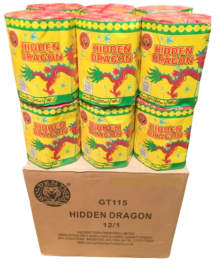 WHOLESALE - FULL CASE OF HIDDEN DRAGON 19shot 1.3G CAKE BULK BUY (12 x £6.00 each including VAT) - IN STORE ONLY