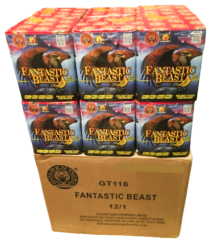 WHOLESALE - FULL CASE OF FANTASTIC BEAST 25shot 1.3G CAKE BULK BUY (12 x £8.00 each including VAT) - IN STORE ONLY