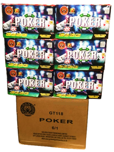 WHOLESALE - FULL CASE OF POKER 50shot 1.3G CAKE BULK BUY (6 x £18.00 each including VAT) - IN STORE ONLY