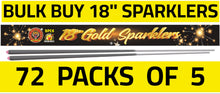 WHOLESALE - HALF CASE OF 18" GOLD GIANT SPARKLERS BULK BUY (72 packs x £0.75 each including VAT) - IN STORE ONLY