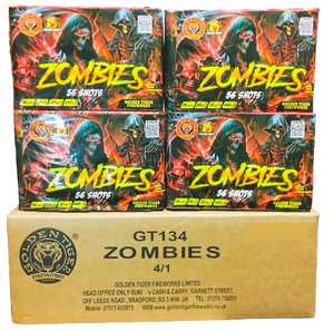WHOLESALE - FULL CASE OF ZOMBIES 56shot 1.3G CAKE BULK BUY (4 x £18.00 each including VAT) - IN STORE ONLY