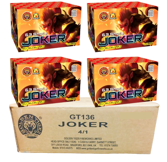 WHOLESALE - FULL CASE OF JOKER 63shot 1.3G CAKE BULK BUY (4 x £20.00 each including VAT) - IN STORE ONLY