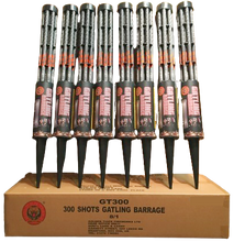 WHOLESALE - FULL CASE OF GATLING 300 SHOT ROMAN CANDLES BULK BUY (8 x £13.00 each including VAT) - IN STORE ONLY