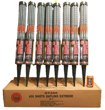 WHOLESALE - FULL CASE OF GATLING EXTREME 450 SHOT ROMAN CANDLES BULK BUY (8 x £18.00 each including VAT) - IN STORE ONLY