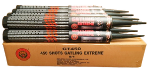 WHOLESALE - FULL CASE OF GATLING EXTREME 450 SHOT ROMAN CANDLES BULK BUY (8 x £18.00 each including VAT) - IN STORE ONLY