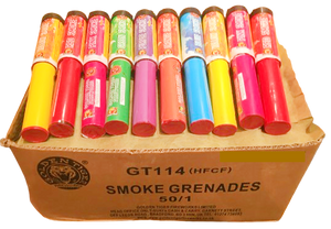 WHOLESALE - 50 x Smoke Grenades Handheld EASY TO USE (90 seconds each) BULK BUY (7 ASSORTED COLOURS) - 50 x £3.30 each including VAT