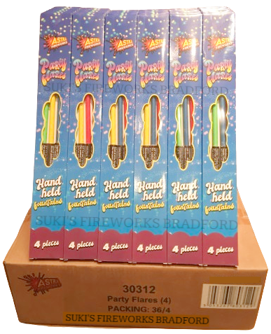 WHOLESALE - FULL CASE OF PARTY FLARES SPARKLERS BULK BUY (36 x £3.00 each including VAT) - IN STORE ONLY