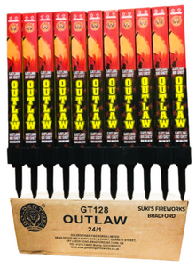 WHOLESALE - FULL CASE OF OUTLAW 180shot GATLING ROMAN CANDLES BULK BUY (24 x £3.00 each including VAT) - IN STORE ONLY