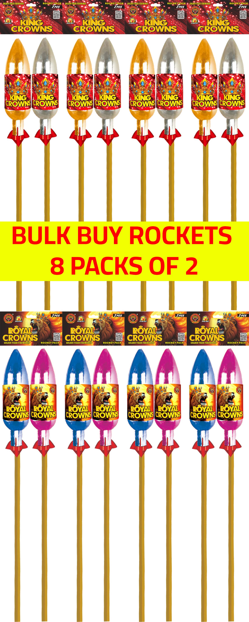 Kings Crown Rockets WHOLESALE ROYALS 1.3G ROCKETS BY GOLDEN TIGER FIREWORKS UK – Suki's ...