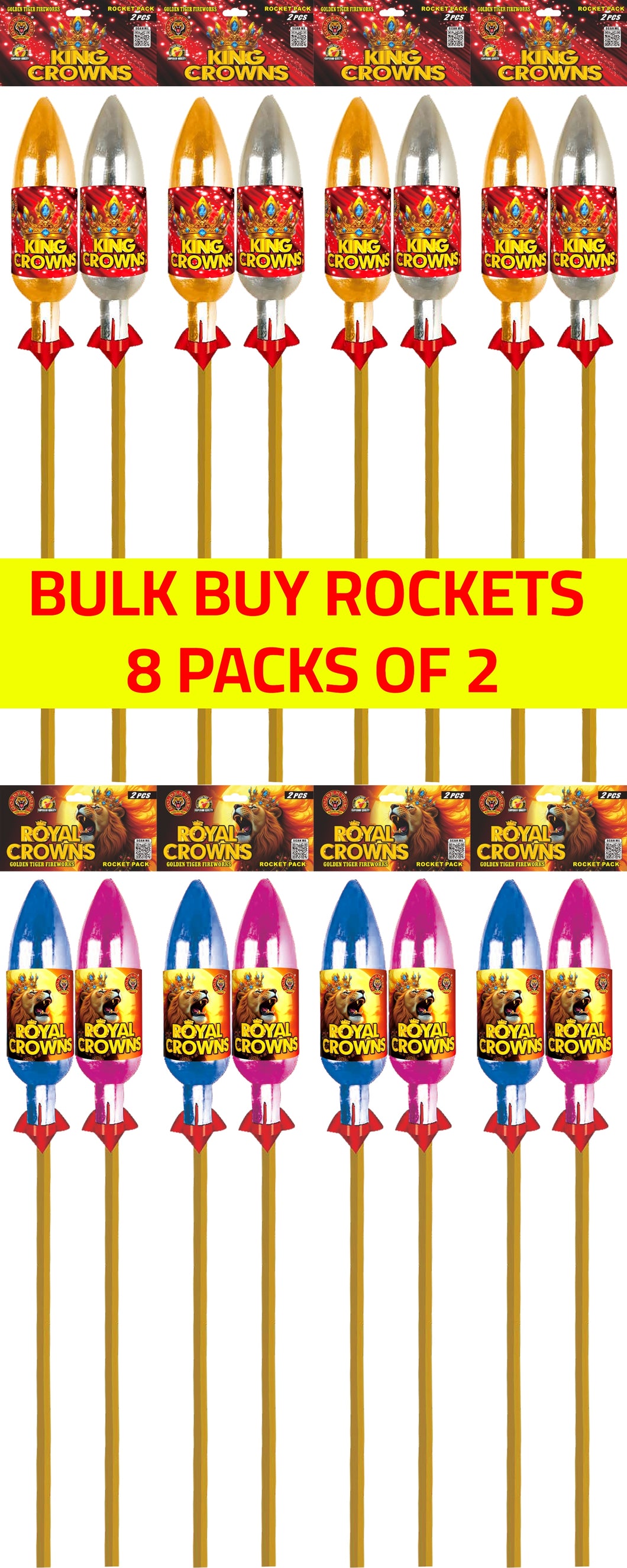 WHOLESALE - FULL MIXED CASE OF ROYAL CROWNS AND KING CROWNS 1.3G ROCKETS BULK BUY (8 PACKS x £15.00 each including VAT) - IN STORE ONLY
