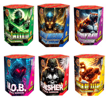 MAGNIFICENT SIX BARRAGE BOX 1.3G LOUD CAKES (6 x 19shot cakes in 1 box) - IN STORE ONLY