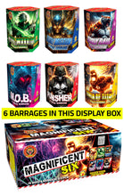 MAGNIFICENT SIX BARRAGE BOX 1.3G LOUD CAKES (6 x 19shot cakes in 1 box) - IN STORE ONLY