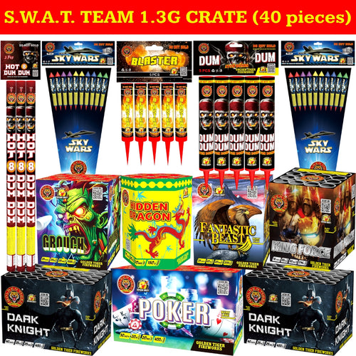 S.W.A.T TEAM CRATE 1.3G PACKAGE (40 Individual Fireworks) - IN STORE ONLY