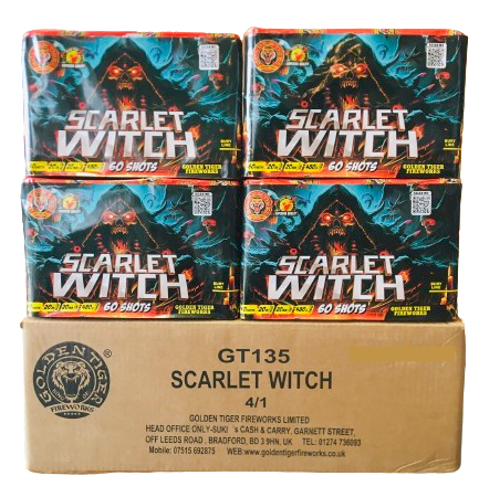 WHOLESALE - FULL CASE OF SCARLET WITCH 60shot 1.3G CAKE BULK BUY (4 x £19.00 each including VAT) - IN STORE ONLY