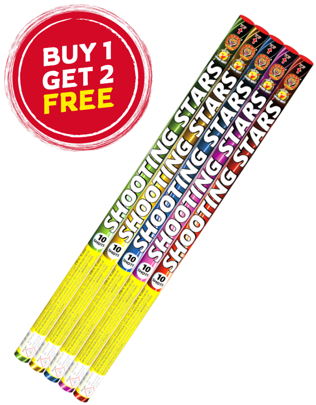 SHOOTING STARS 10shot Roman Candles (Pack of 5) - BUY 1 PACK GET 2 PACKS FREE