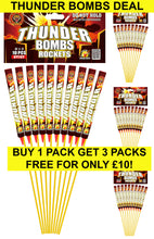 THUNDER BOMBS ROCKETS SMALL (Pack of 10) WITH LAUNCHER TUBE - BUY 1 PACK GET 3 PACKS FREE