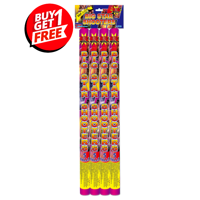 Big Star Shooters 30mm Roman Candles (Pack of 4) - BUY 1 GET 1 FREE