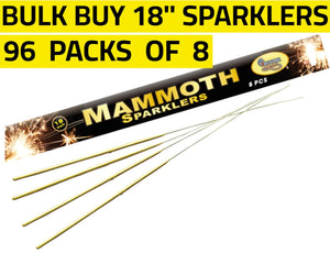 WHOLESALE - FULL CASE OF 18" GOLD 8pk GIANT SPARKLERS BULK BUY (96 packs x £0.75 each including VAT) - IN STORE ONLY