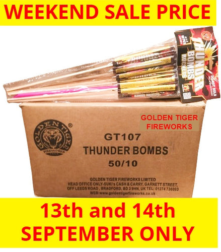 *SALE WEEKEND PRICE 13th/14th SEPTEMBER* WHOLESALE - FULL CASE OF THUNDER BOMBS ROCKETS (WITH LAUNCHER TUBE) BULK BUY (50 x £1.50 each including VAT) - IN STORE ONLY