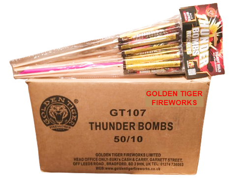 WHOLESALE - FULL CASE OF THUNDER BOMBS ROCKETS (WITH LAUNCHER TUBE) BULK BUY (50 x £1.80 each including VAT) - IN STORE ONLY