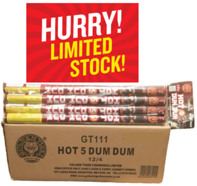 WHOLESALE - FULL CASE OF HOT 5 DUM DUM ROMAN CANDLES BULK BUY (12 x £6.00 per pack including VAT) - IN STORE ONLY