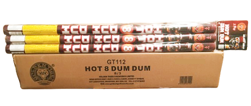 WHOLESALE - FULL CASE OF HOT 8 DUM DUM ROMAN CANDLES BULK BUY (8 x £12.00 per pack including VAT) - IN STORE ONLY