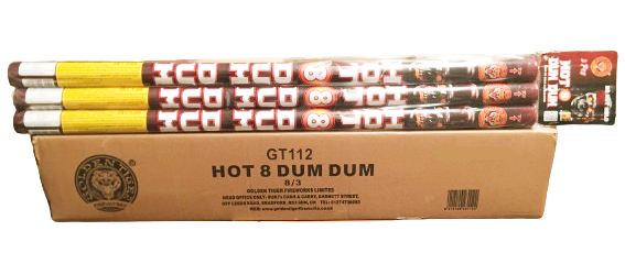 WHOLESALE - FULL CASE OF HOT 8 DUM DUM ROMAN CANDLES BULK BUY (8 x £12.00 per pack including VAT) - IN STORE ONLY