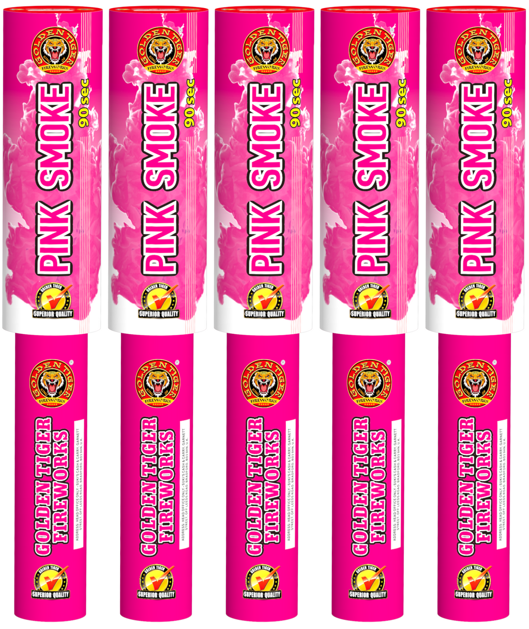 5 x Handheld Pink Smoke Grenades (90 seconds each) - EASY TO USE