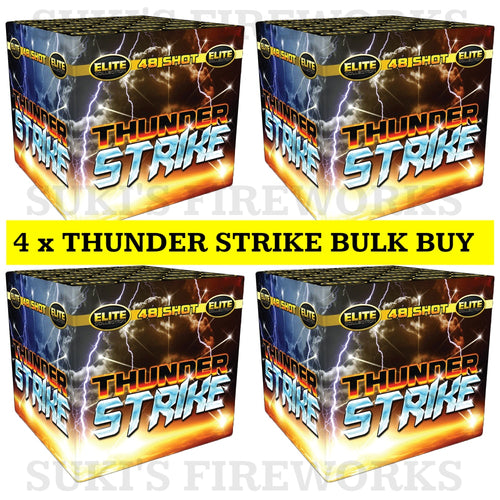 WHOLESALE - FULL CASE OF THUNDER STRIKE 48shot 1.3G CAKE BULK BUY (4 x £30.00 each including VAT) - IN STORE ONLY