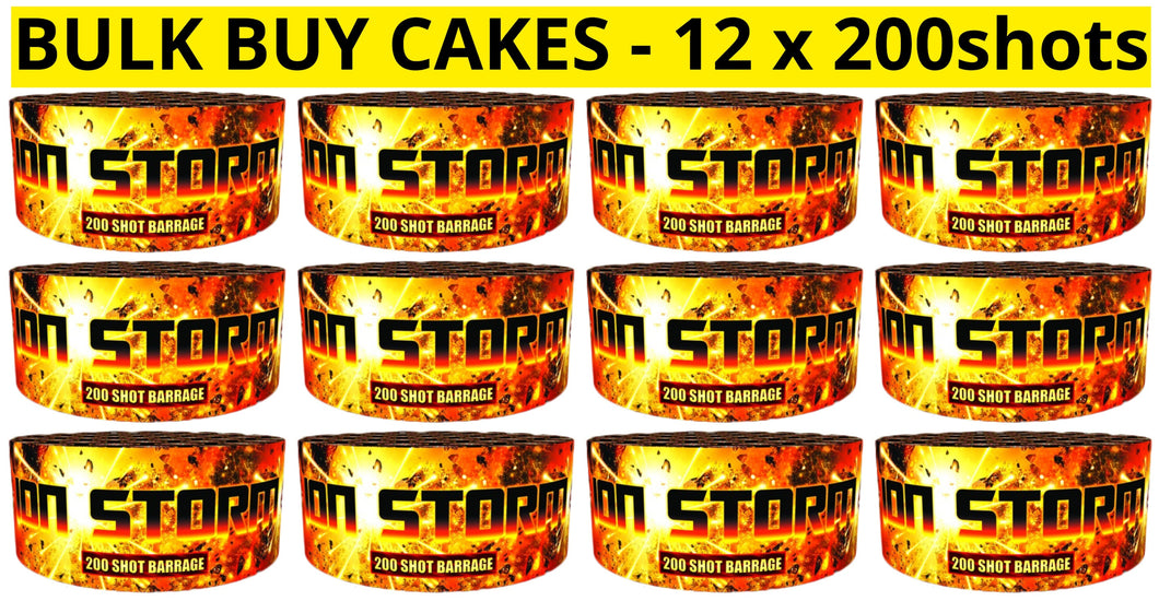 WHOLESALE - FULL CASE OF ION STORM 200shot CAKE BULK BUY (12 x £14.00 each including VAT) - IN STORE ONLY