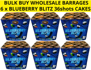 WHOLESALE - FULL CASE OF BLUEBERRY BLITZ CAKES 36shot 1.3G BARRAGES BULK BUY (6 x £30.00 each including VAT) - IN STORE ONLY