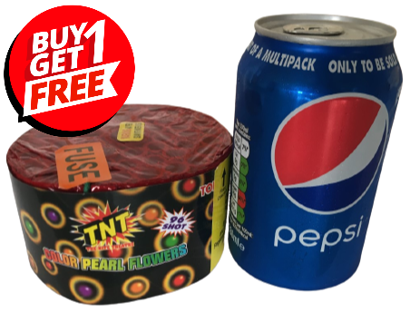 Colour Pearl Flowers TNT Fireworks 96 shot barrage - BUY 1 GET 1