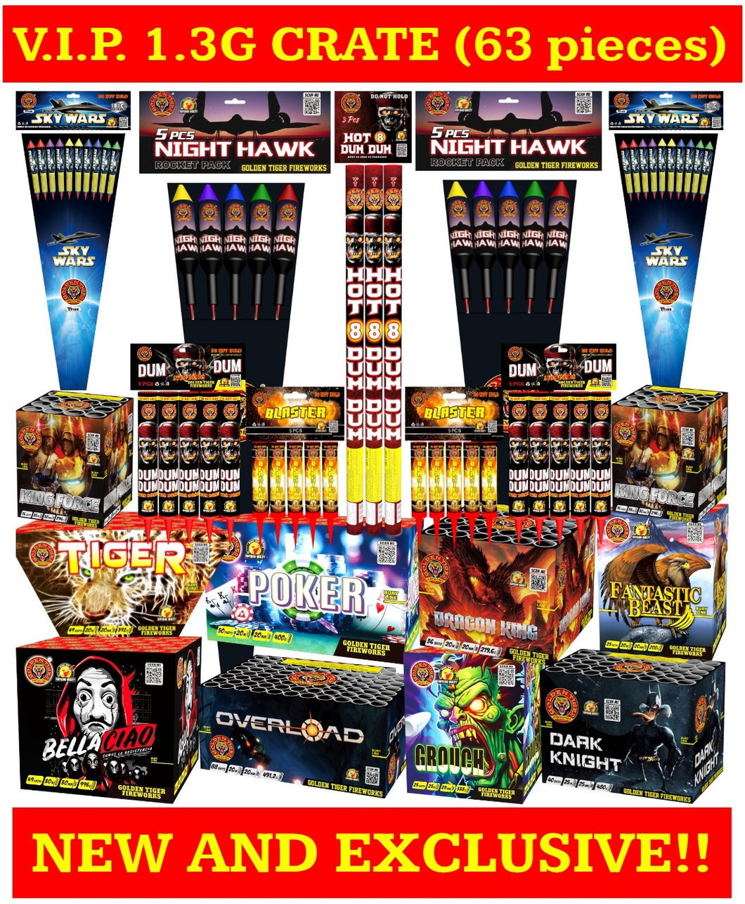 VIP Display Crate 1.3G Package NEW FOR 2024 (63 Fireworks) - IN STORE ONLY