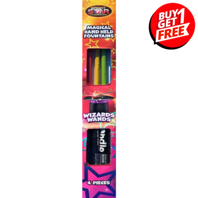 Wizard Wands Handheld Novelty Sparklers (Pack of 4) - BUY 1 GET 1 FREE