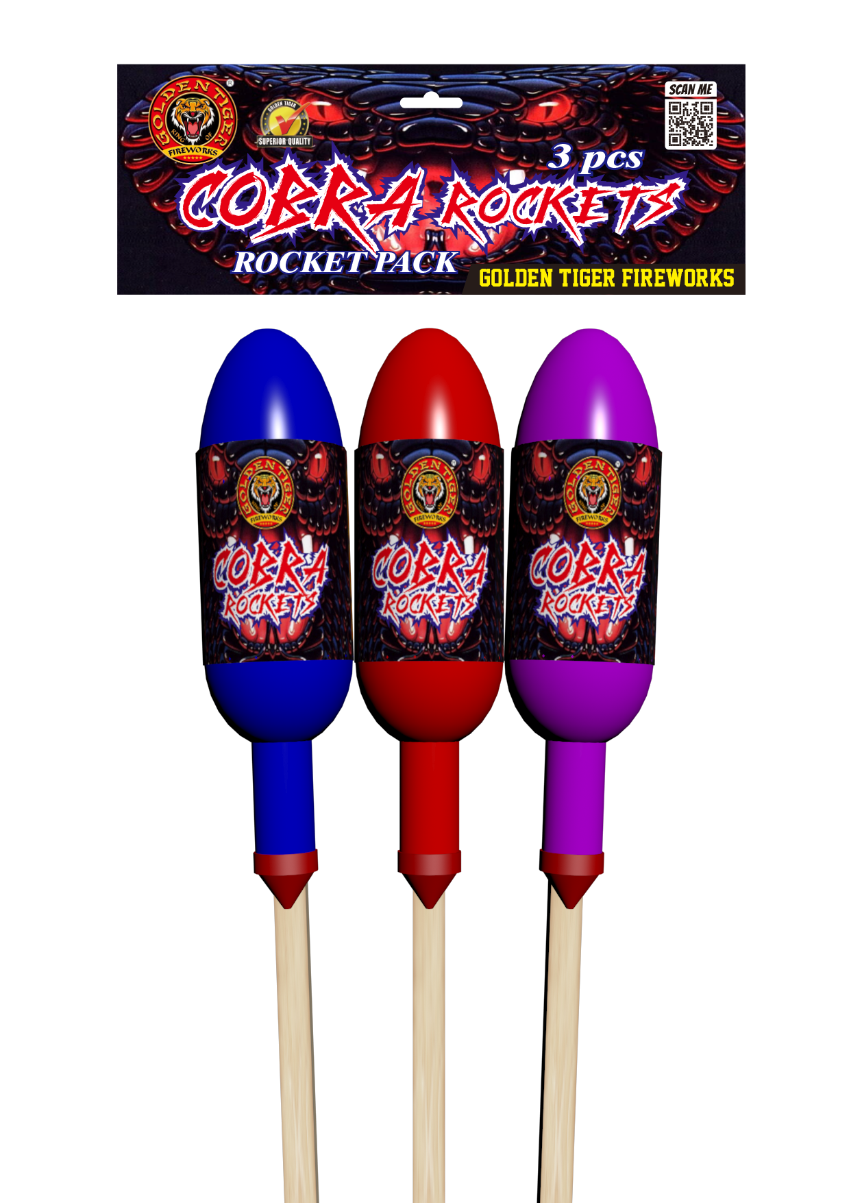 Cobra Rockets by Golden Tiger Fireworks | Buy 1.3G Rockets FIREWORKS ...